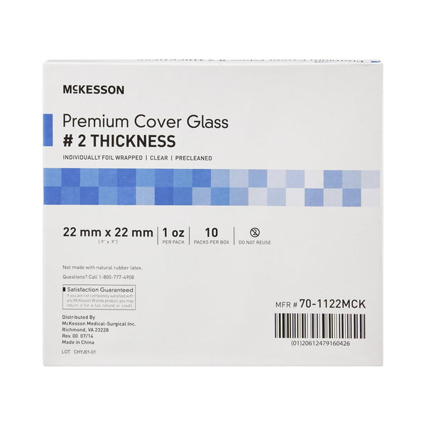 McKesson Cover Glass Square No. 2 Thickness 22 X 22 mm (938365_BX) 10/BX