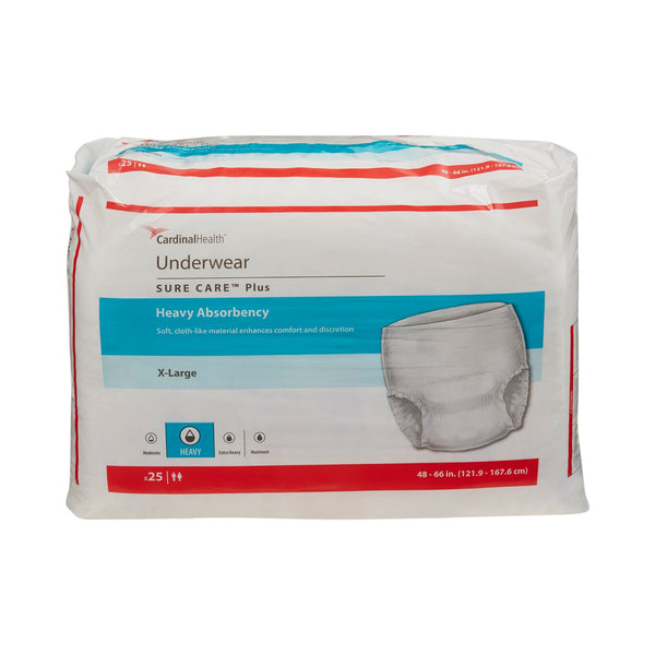 Sure Care™ Plus Unisex Adult Absorbent Underwear Pull On with Tear Away Seams X-Large Disposable Heavy Absorbency (829960_CS) 100/CS