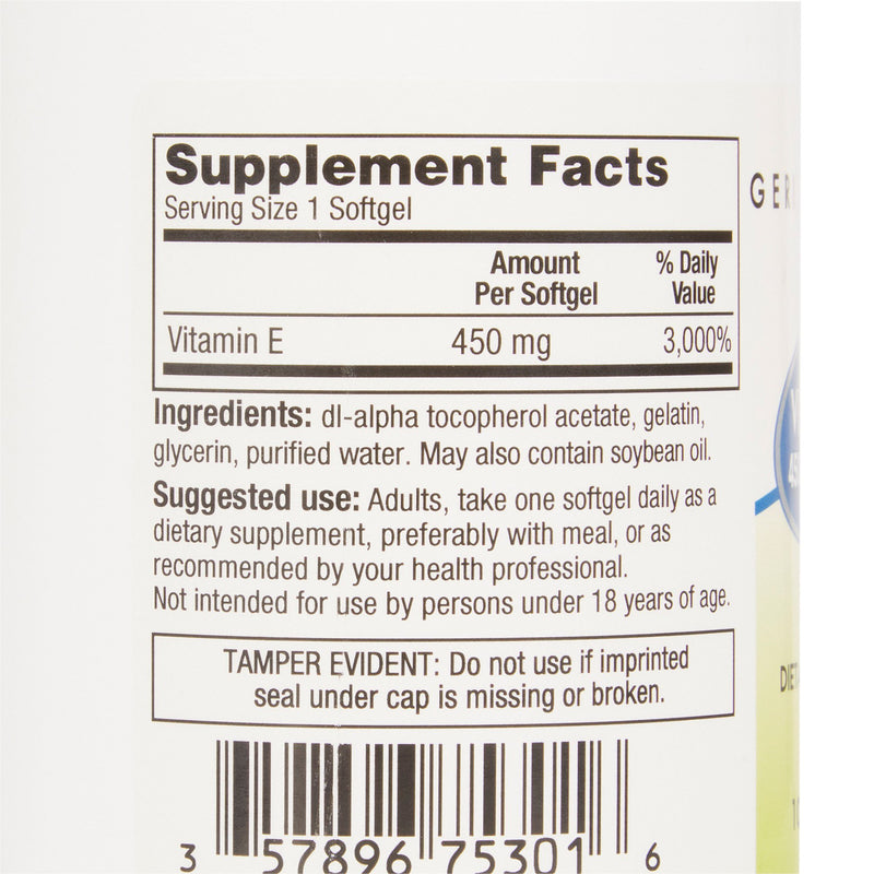 McKesson Brand Vitamin Supplement Vitamin E 1,000 IU Strength Softgel 100 per Bottle (689191_BT) 1/BT