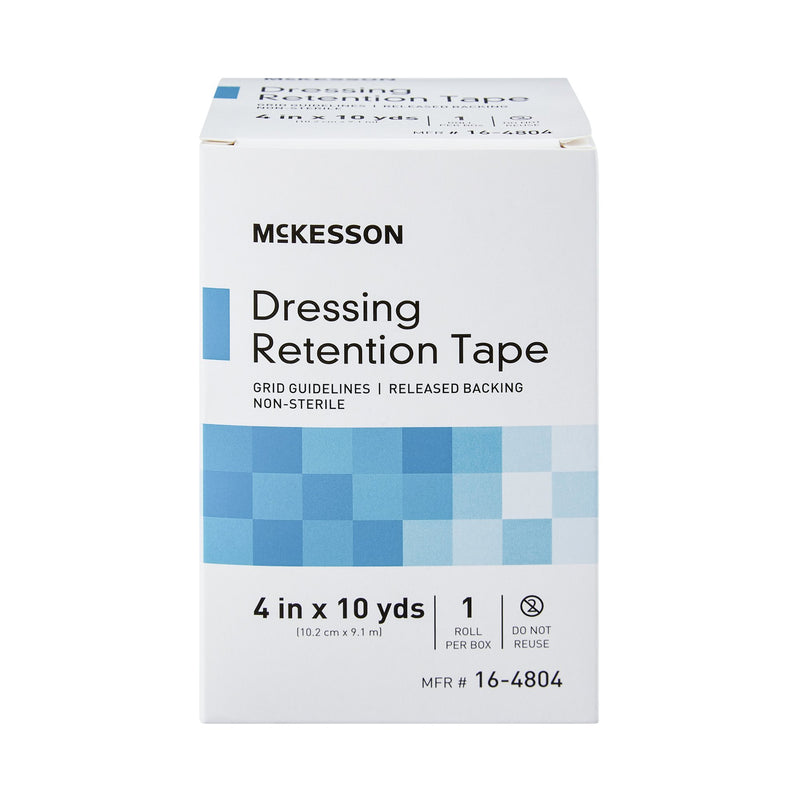 McKesson Water Resistant Dressing Retention Tape with Liner White 4 Inch X 10 Yard Nonwoven / Printed Release Paper NonSterile (1087972_CS) 24/CS