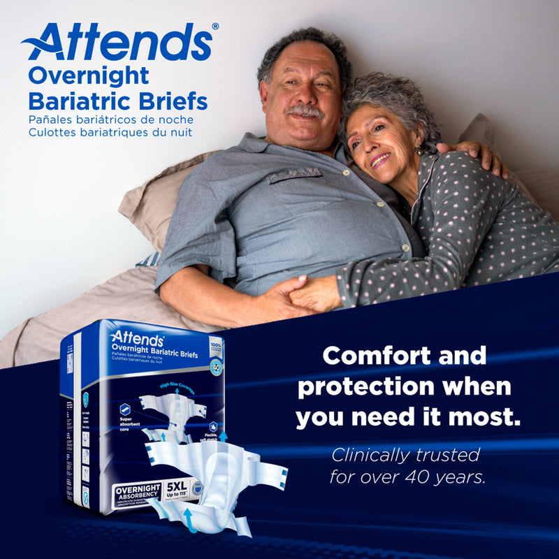 Attends® Overnight Bariatric Unisex Adult Incontinence Brief 5X-Large Disposable Heavy Absorbency (1254292_BG) 8/BG