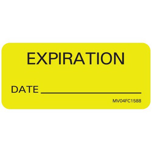 MedVision® Pre-Printed Label Auxiliary Label Yellow Paper Expiration Black Quality Control Label 1X 2-1/4 Inch (1028787_RL) 1/RL