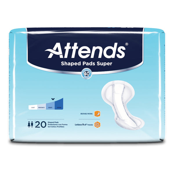 Attends® Shaped Pads Super Bladder Control Pad 13 X 27.2 Inch Heavy Absorbency Polymer Core One Size Fits Most (1186540_PK) 20/PK