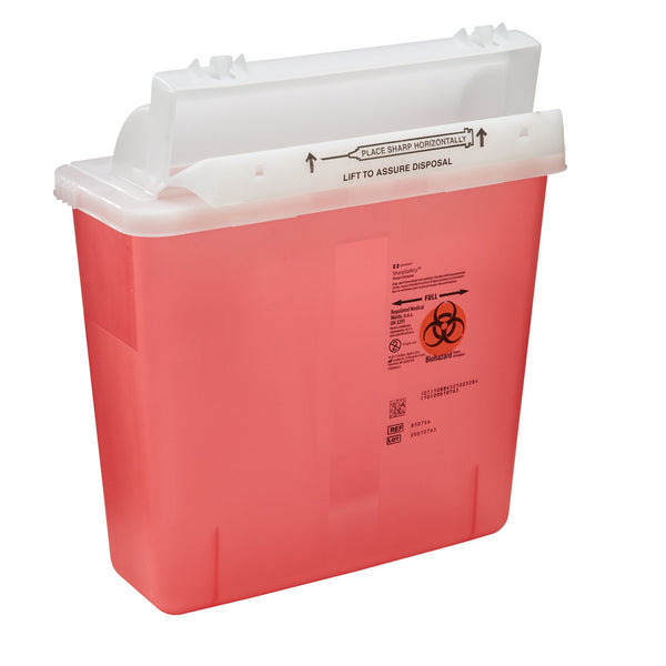 SharpStar™ In-Room™ Sharps Container Translucent Red Base 12-1/2 H X 5-1/2 D X 10-3/4 W Inch Horizontal Entry 1.25 Gallon (344297_CS) 20/CS
