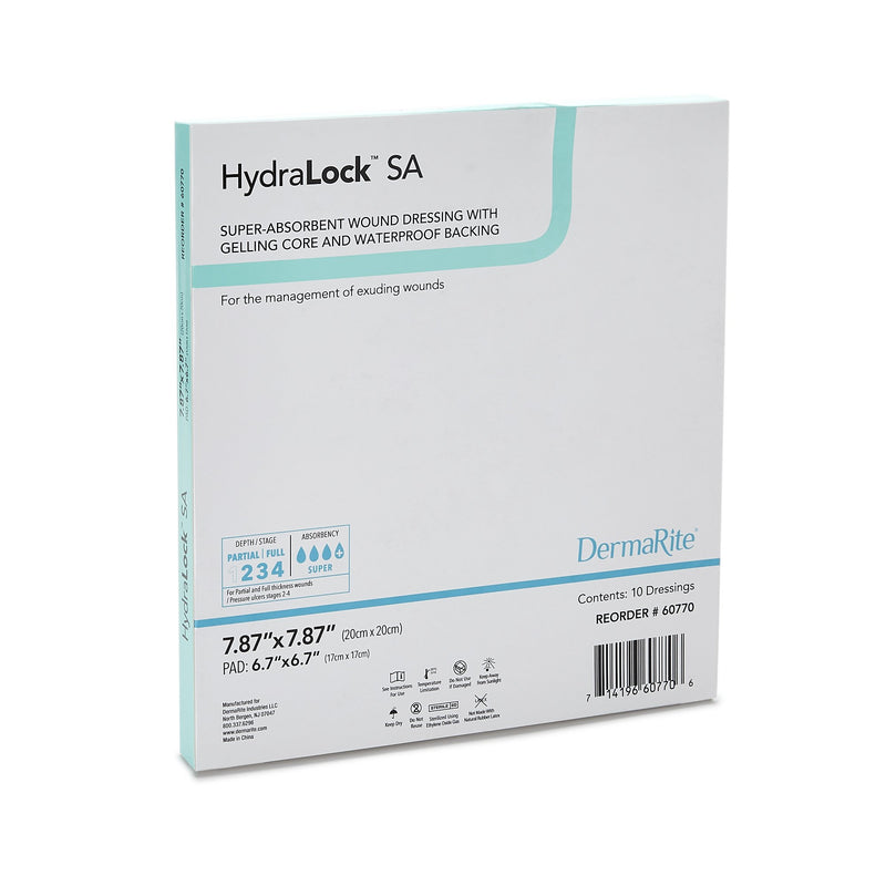 HydraLock™ SA Super Absorbent Dressing 7.87 X 7.87 Inch Square (1154027_EA) 1/EA