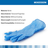 McKesson Confiderm® 6.5CX Exam Glove Medium NonSterile Nitrile Extended Cuff Length Textured Fingertips Blue Chemo Tested (921607_BX) 100/BX