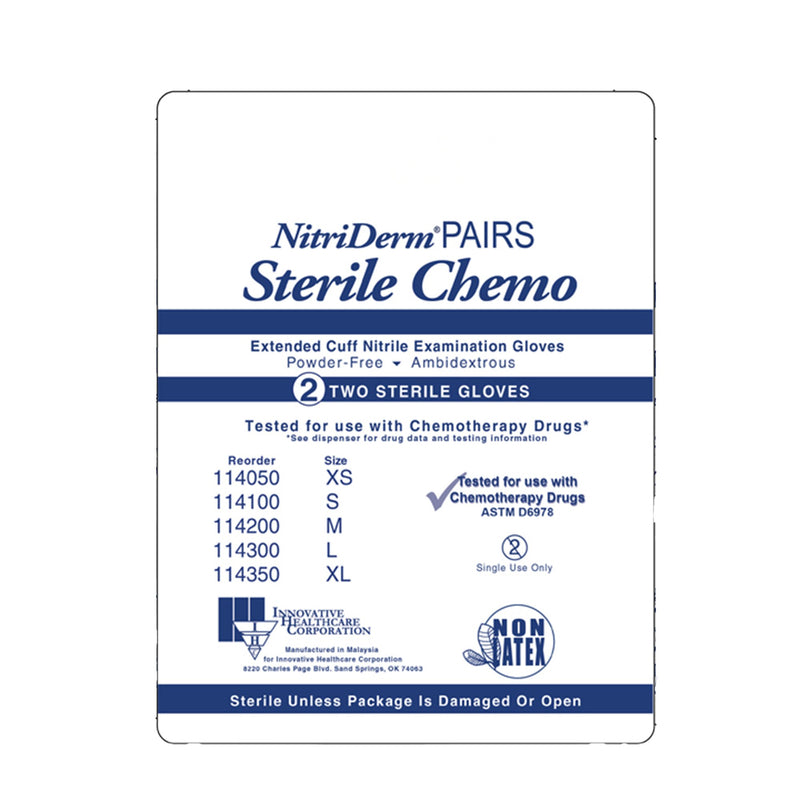 NitriDerm® EC Exam Glove Large Sterile Pair Nitrile Extended Cuff Length Smooth Blue Chemo Tested (1009229_BX) 50/BX