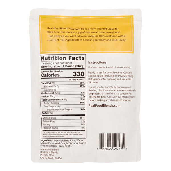 Real Food Blends® Tube Feeding Formula Salmon / Oats / Squash Flavor Liquid 9.4 oz. Pouch (979851_EA) 1/EA