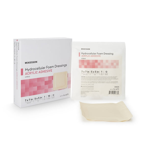 McKesson Foam Dressing 7 X 7 Inch With Border Film Backing Acrylic Adhesive Square Sterile (1138301_CS) 100/CS