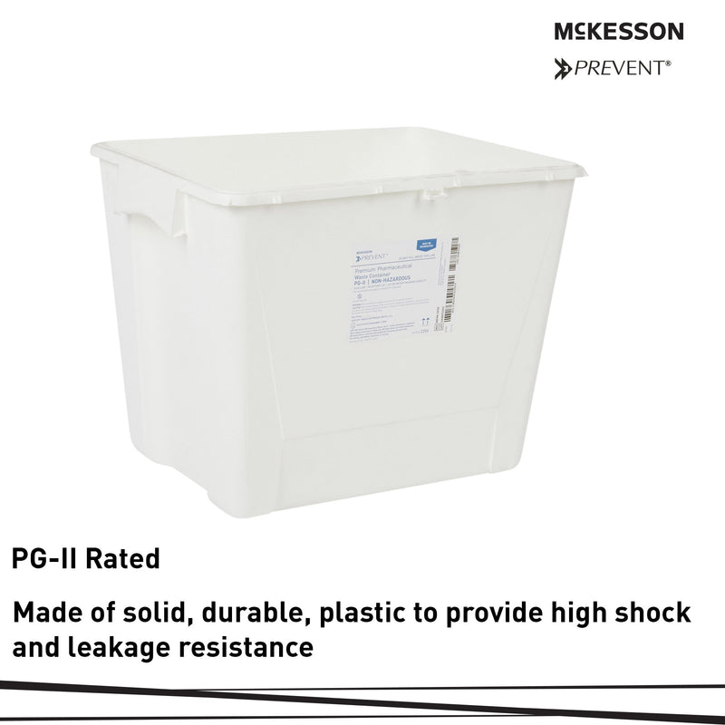 McKesson Prevent® Pharmaceutical Waste Container White Base 13-1/2 H X 17-3/10 W X 13 L Inch Vertical Entry 8 Gallon (1011862_CS) 9/CS