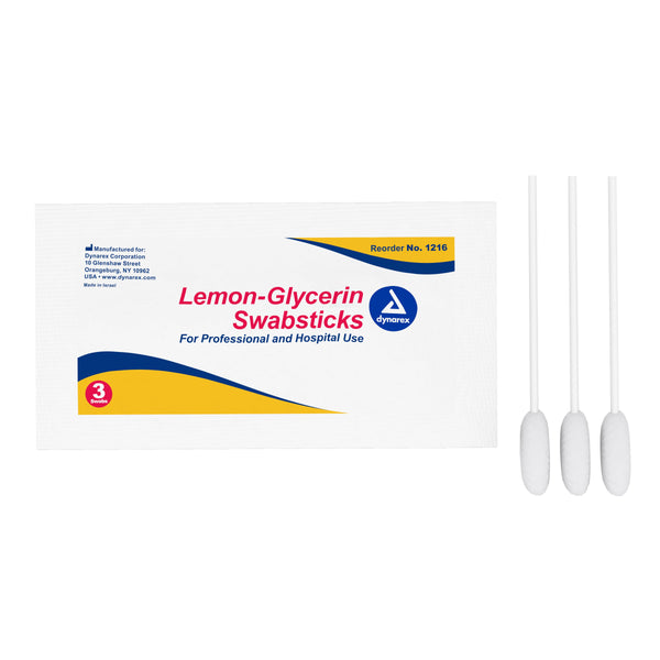Dynarex® Lemon Glycerin Swabstick Foam Tip 3 per Pack (530231_PK) 1/PK