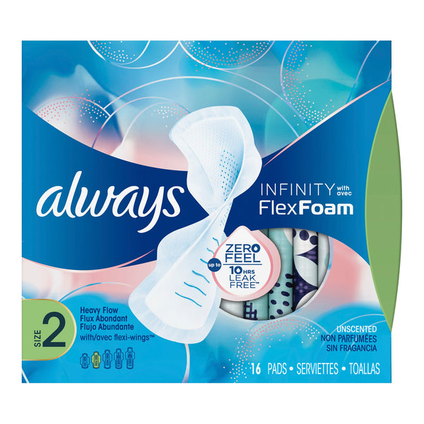 Always® Infinity with Flex Foam Feminine Pad Maxi with Wings Super Absorbency (1086785_CS) 192/CS