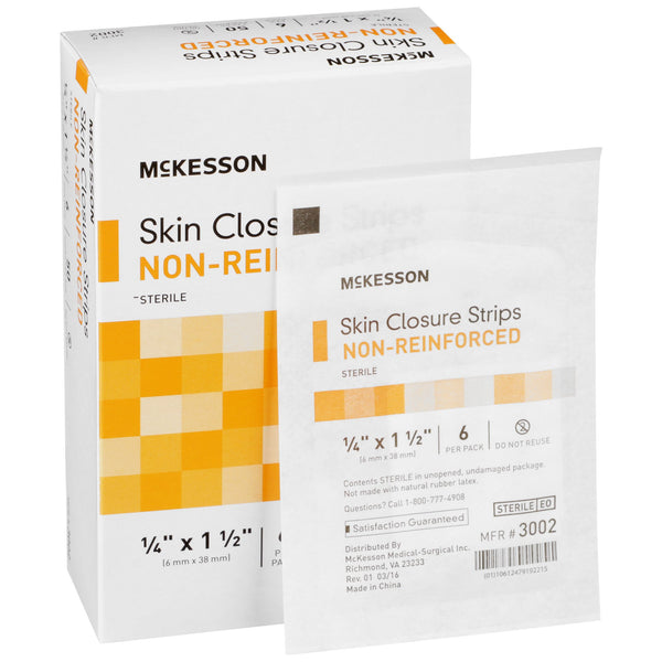 McKesson Skin Closure Strip 1/4 X 1-1/2 Inch Nonwoven Material Flexible Strip Tan (876301_CS) 200/CS
