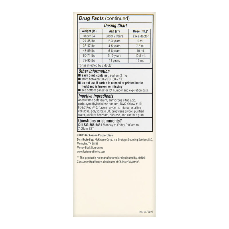Foster & Thrive™ Children's Pain Relief 100 mg / 5 mL Strength Ibuprofen Oral Suspension 4 oz. (1238933_BT) 1/BT