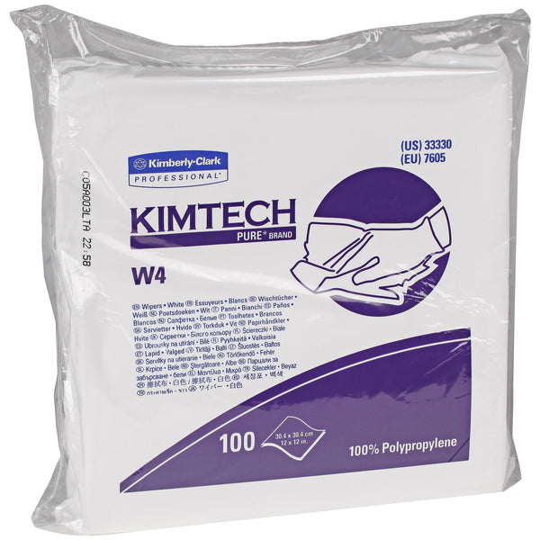 KIMTECH PURE W4 Cleanroom Wipe ISO Class 4 100 Count Double Bag 12 X 12 Inch NonSterile Disposable (775573_PK) 100/PK