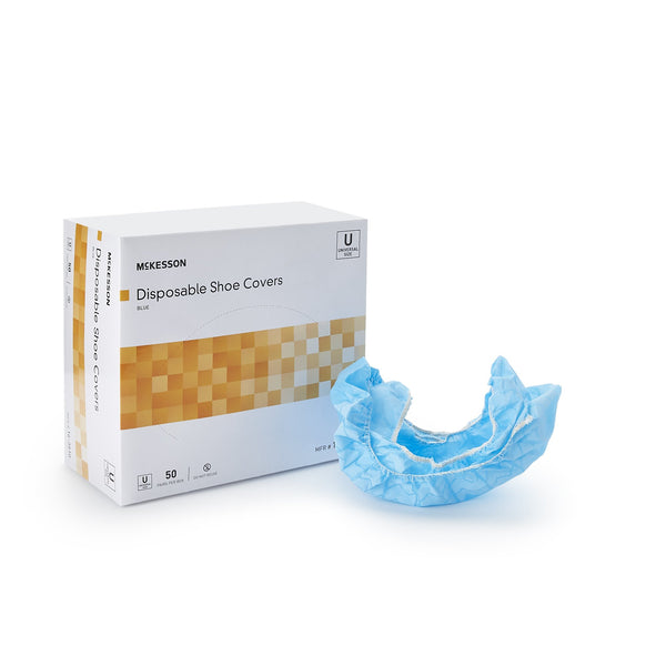 McKesson Shoe Cover One Size Fits Most Shoe High Nonskid Sole Blue NonSterile (823535_BX) 50/BX