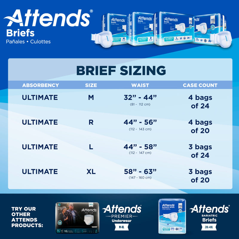 Attends® Advanced Unisex Adult Incontinence Brief Regular Disposable Heavy Absorbency (950224_CS) 80/CS