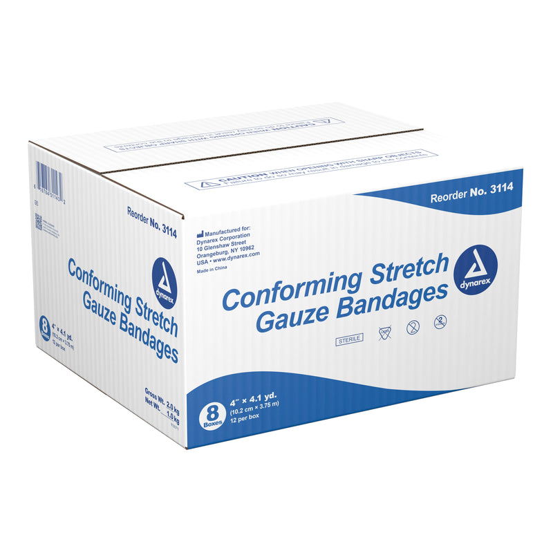 Dynarex® Conforming Bandage 4 Inch X 4-1/10 Yard 1-Ply Sterile 1 per Pouch (884100_EA) 1/EA