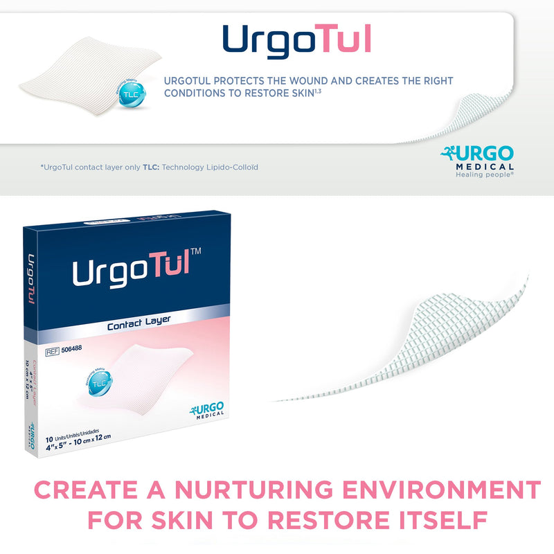 UrgoTul Impregnated Contact Layer Dressing 4 X 5 Inch Sterile (812489_BX) 10/BX UrgoTul Impregnated Contact Layer Dressing 4 X 5 Inch Sterile (812489_BX) 10/BX