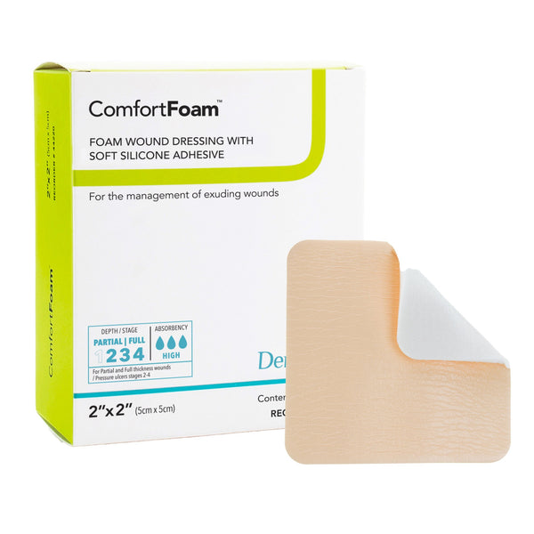 ComfortFoam™ Foam Dressing 2 X 2 Inch Without Border Film Backing Silicone Face Square Sterile (946505_BX) 10/BX