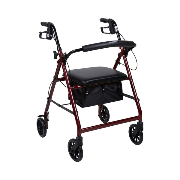 McKesson 4 Wheel Rollator Red Adjustable Height / Folding Aluminum Frame (1065263_EA) 1/EA