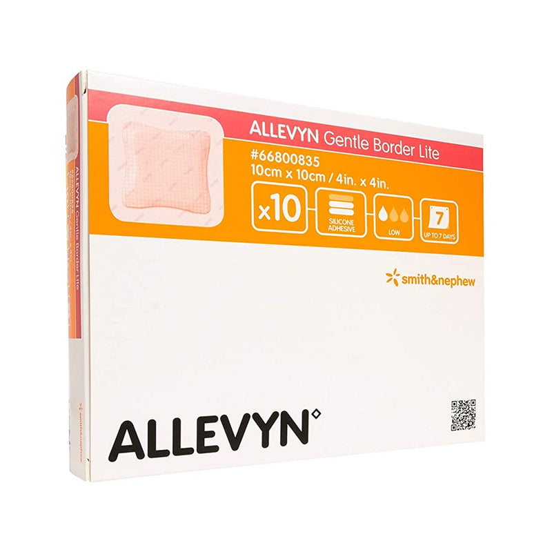 Allevyn Gentle Border Lite Thin Foam Dressing 4 X 4 Inch With Border Film Backing Silicone Gel Adhesive Square Sterile (767992_CS) 60/CS