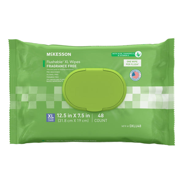McKesson Flushable Personal Wipe Soft Pack Unscented 48 Count (1241745_CS) 576/CS