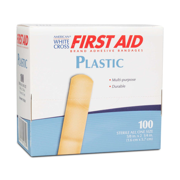 American® White Cross Adhesive Strip 5/8 X 2-1/4 Inch Plastic Rectangle Tan Sterile (668783_BX) 100/BX