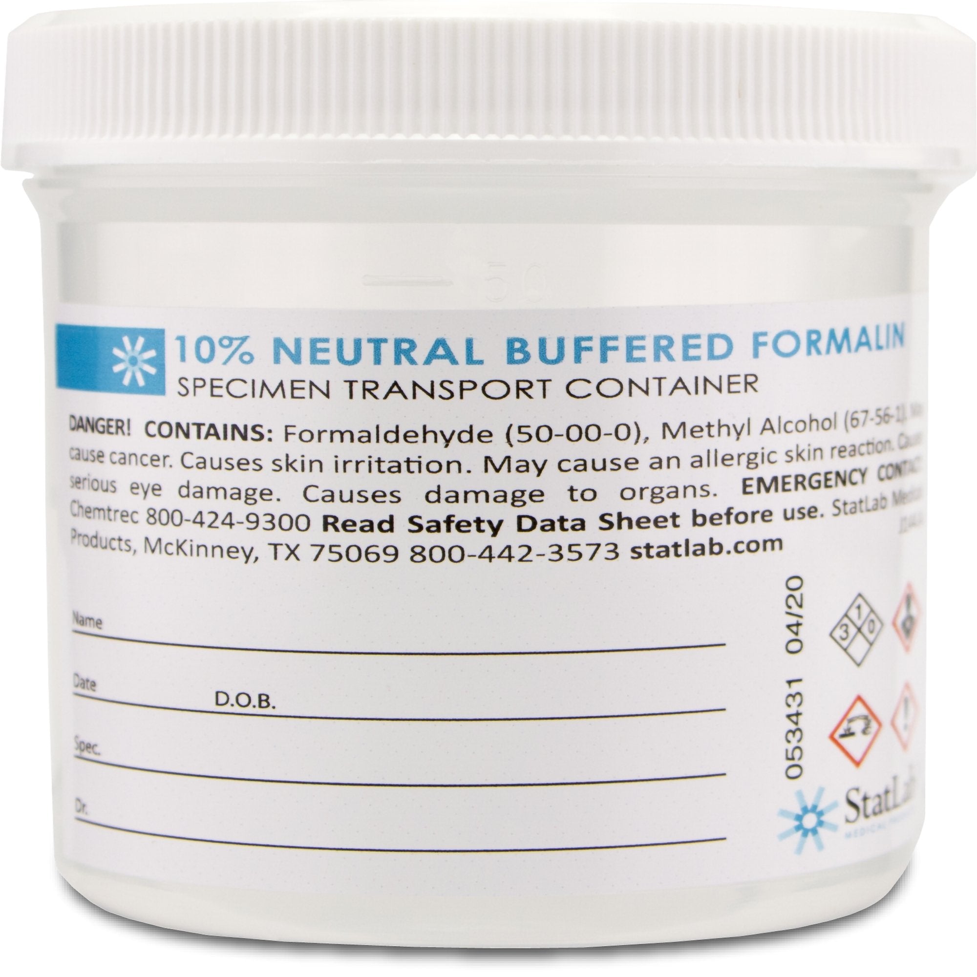StatLab Medical Products Prefilled Formalin Container 90 mL Fill in 18 ...