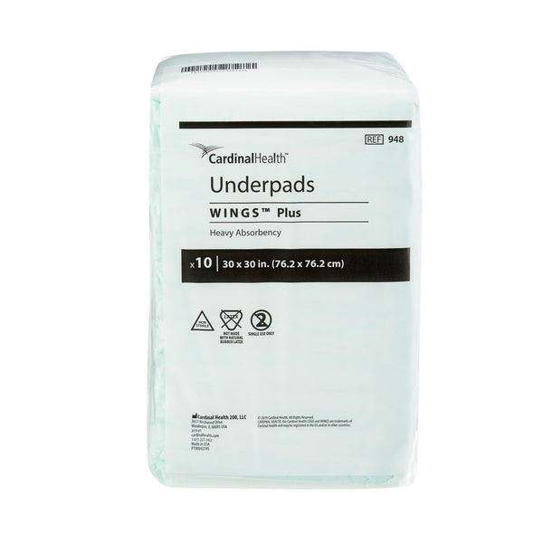Wings™ Plus Disposable Underpad 30 X 30 Inch Fluff / Polymer Heavy Absorbency (454709_CS) 100/CS