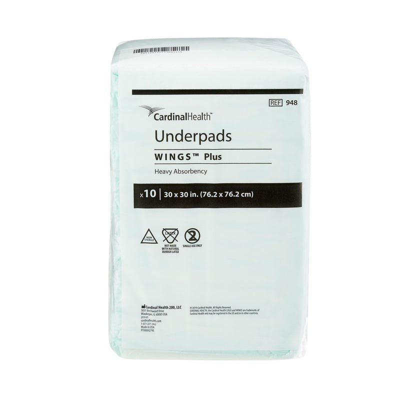 Wings™ Plus Disposable Underpad 30 X 30 Inch Fluff / Polymer Heavy Absorbency (454709_CS) 100/CS