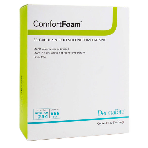 ComfortFoam™ Foam Dressing 4 X 5 Inch Without Border Film Backing Silicone Face Rectangle Sterile (1027617_BX) 10/BX
