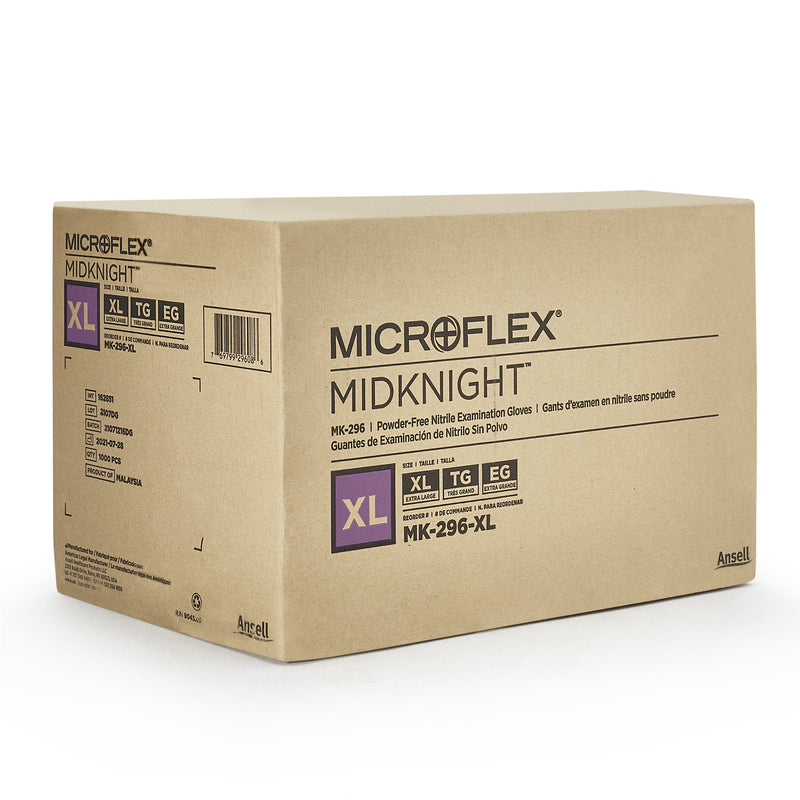 MICROFLEX® MidKnight™ Exam Glove X-Large NonSterile Nitrile Standard Cuff Length Fully Textured Black Fentanyl Tested (667878_BX) 1/BX