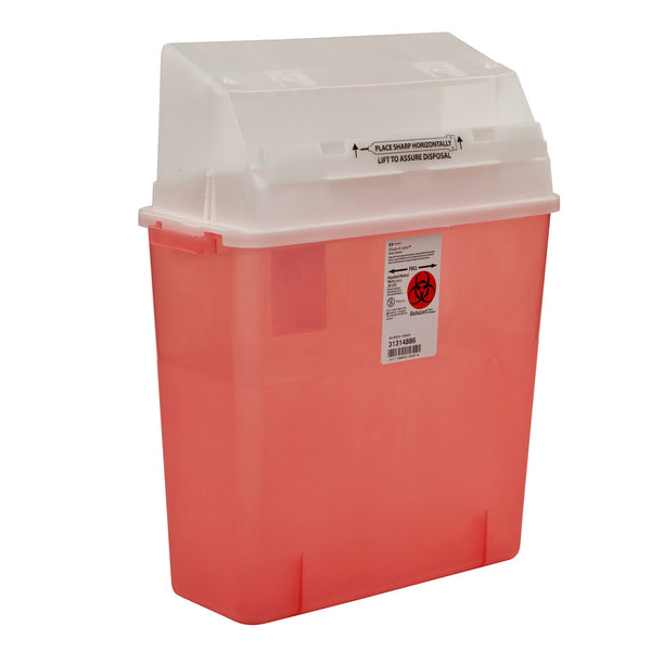 GatorGuard™ In-Room™ Sharps Container Translucent Red Base 20-1/2 H X 14 W X 6 D Inch Horizontal Entry 3 Gallon (330376_CS) 12/CS