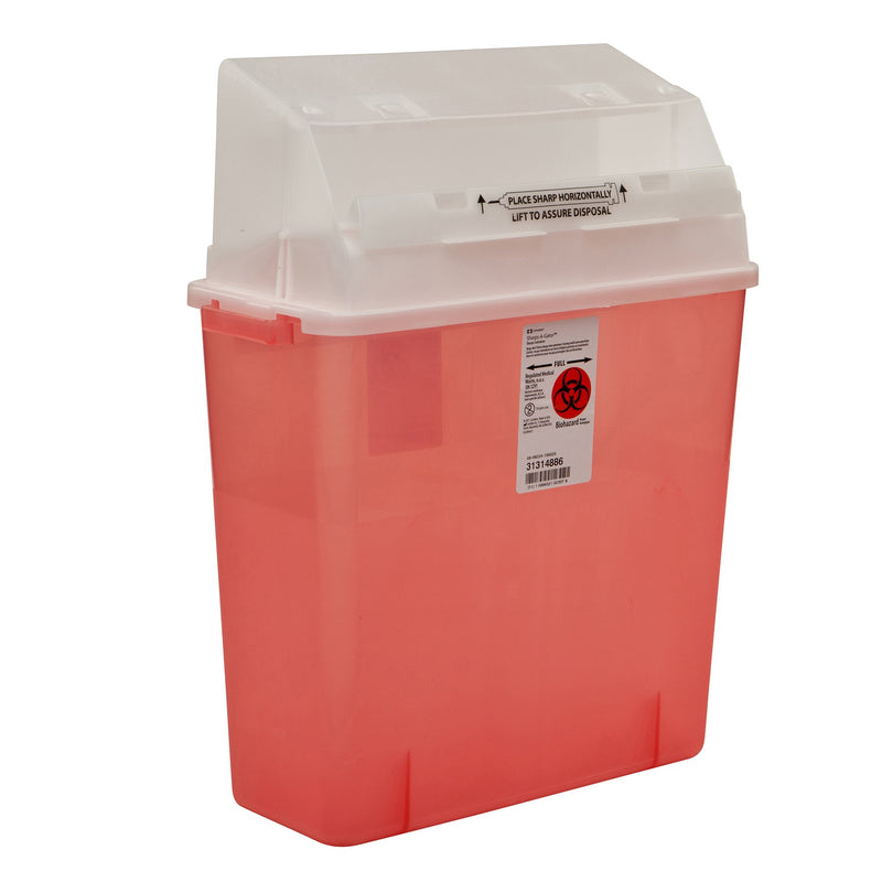 GatorGuard™ In-Room™ Sharps Container Translucent Red Base 20-1/2 H X 14 W X 6 D Inch Horizontal Entry 3 Gallon (330376_CS) 12/CS
