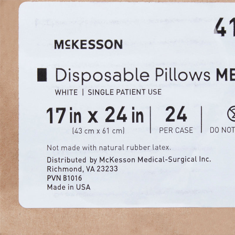 McKesson Bed Pillow 17 X 24 Inch White Single Patient Use (939595_EA) 1/EA