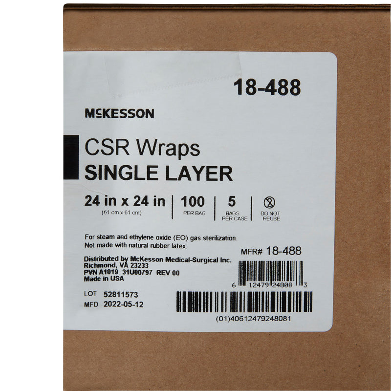McKesson Sterilization Wrap Blue 24 X 24 Inch Single Layer Cellulose Steam / EO Gas (1156127_CS) 5/CS