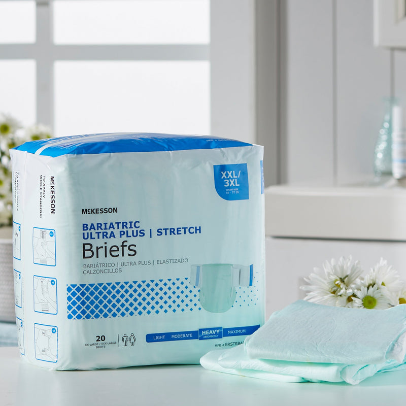 McKesson Ultra Plus Stretch Unisex Adult Incontinence Brief 2X-Large / 3X-Large Disposable Heavy Absorbency (973140_BG) 20/BG