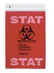 ASP Global LLC Specimen Transport Bag with Document Pouch 6 X 9 Inch Zip Closure STAT / Biohazard Symbol NonSterile (775576_PK) 100/PK