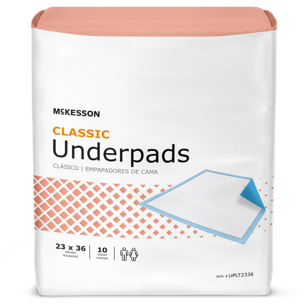 McKesson Classic Plus Disposable Underpad 23 X 36 Inch Fluff Mat Light Absorbency (724033_BG) 10/BG