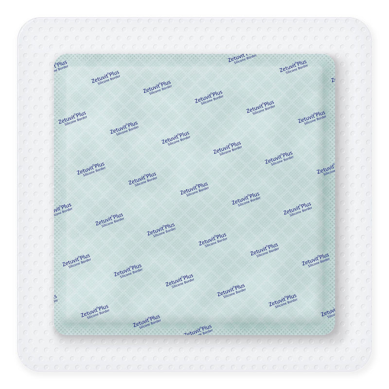 Zetuvit® Plus Silicone Border Super Absorbent Dressing Silicone Adhesive 8 X 8 Inch Square (1242913_EA) 1/EA