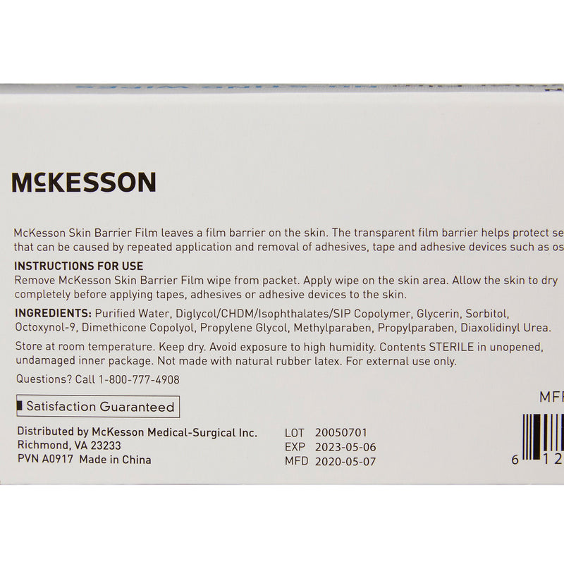 McKesson No Sting Skin Barrier Wipe 75 to 100% Strength Hexamethyldisiloxane Individual Packet Sterile (1088820_EA) 1/EA