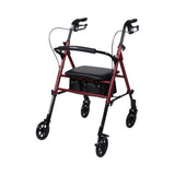 McKesson 4 Wheel Rollator Red Adjustable Height / Folding Aluminum Frame (1095248_EA) 1/EA