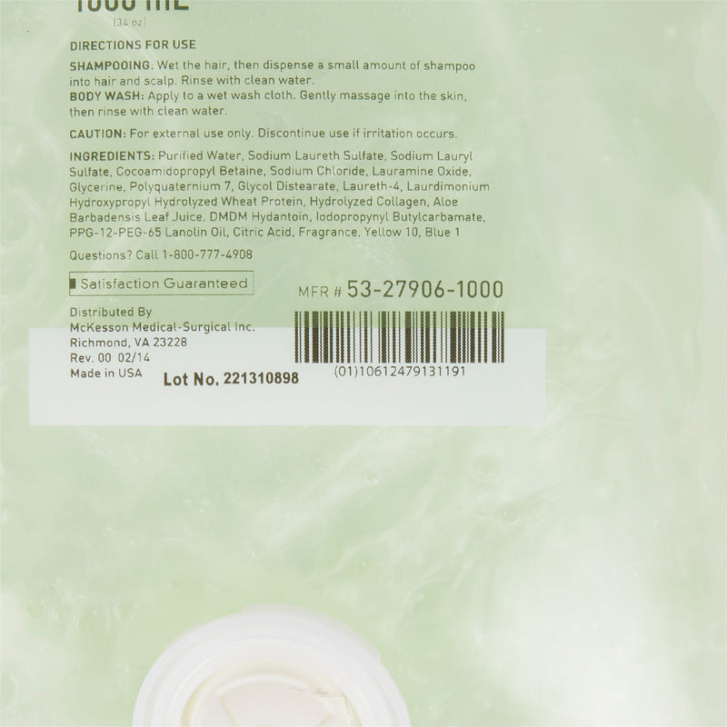 McKesson Shampoo and Body Wash 1,000 mL Dispenser Refill Bag Cucumber Melon Scent (482991_EA) 1/EA