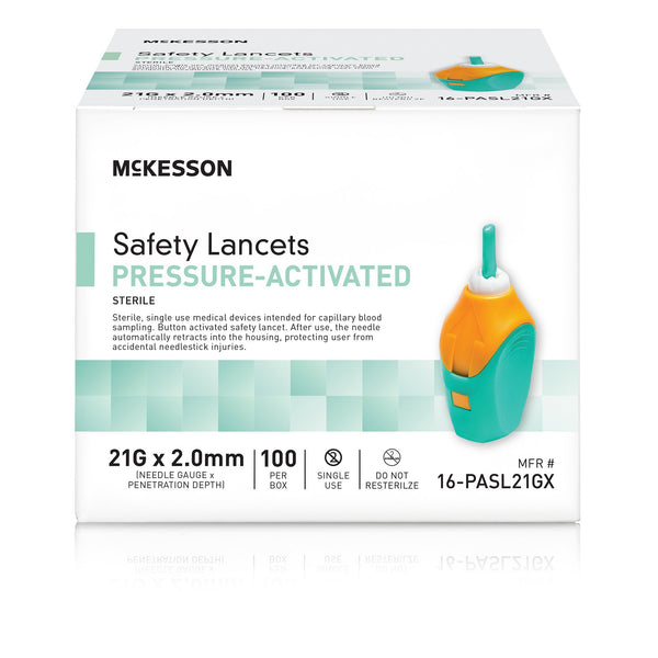 McKesson Safety Lancet 21 Gauge Retractable Pressure Activated Finger (1217981_CS) 2000/CS