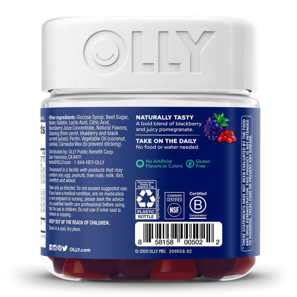 OLLY® Men's Multi Multivitamin Supplement MultiVitamins / Zinc Assorted Strengths - 5 mg - 5 mg Gummy 90 per Bottle Blackberry Blitz Flavor (1228374_BT) 1/BT