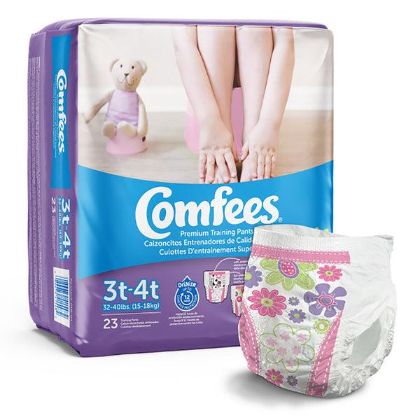 Comfees® Female Toddler Training Pants Pull On with Tear Away Seams Size 3T to 4T Disposable Moderate Absorbency (955453_BG) 23/BG