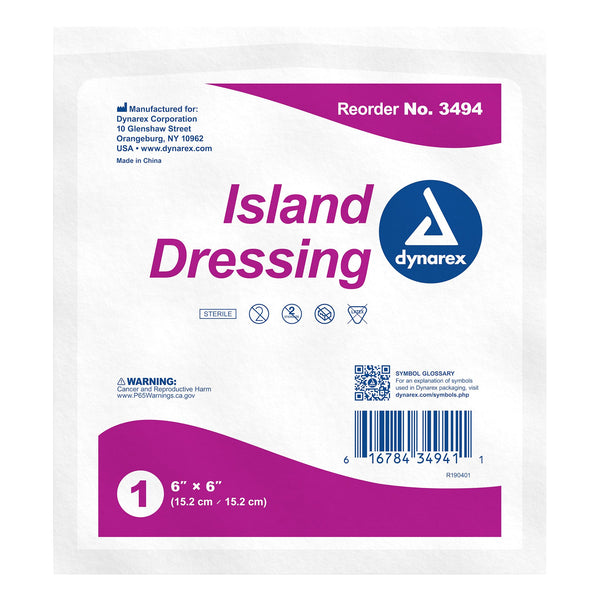 Dynarex Island Dressing 6 X 6 Inch Square Sterile (1059670_CS) 150/CS