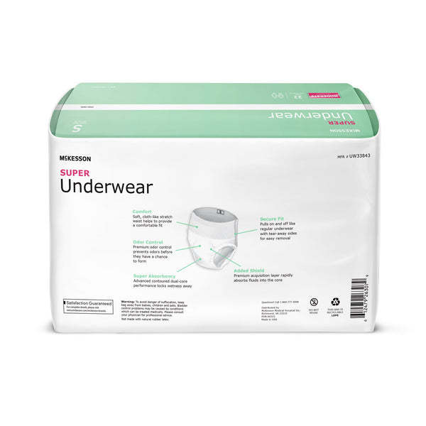 McKesson Unisex Adult Absorbent Underwear Pull On with Tear Away Seams Small Disposable Moderate Absorbency (1222510_CS) 88/CS