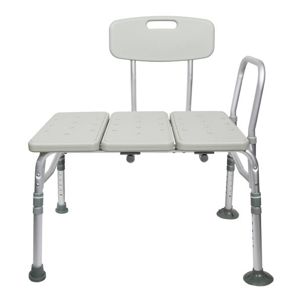 McKesson Knocked Down Bath Transfer Bench Removable Arm Rail 17-1/2 to 22-1/2 Inch Seat Height 400 lbs. Weight Capacity (1065210_EA) 1/EA